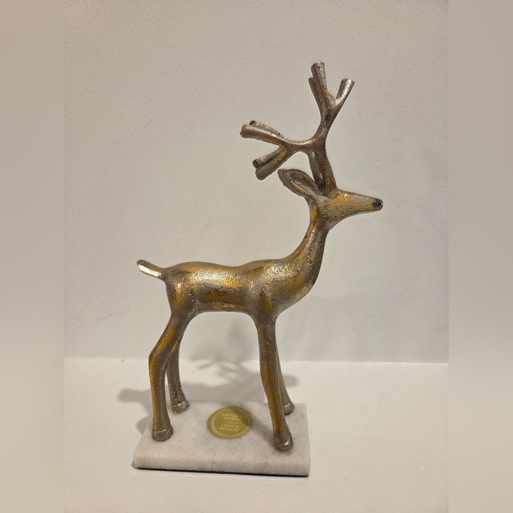 Brass Reindeer Figurine- Marble Base - Christmas
